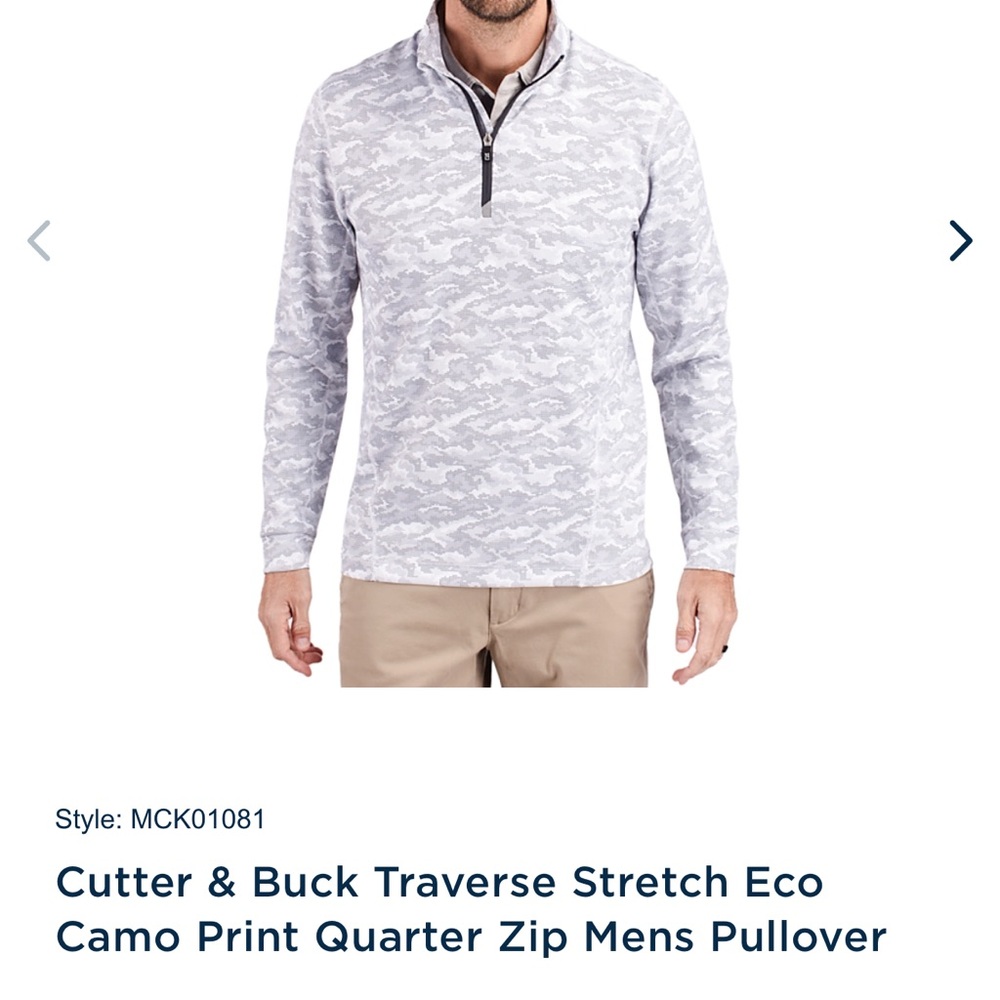 Cutter & Buck Camo Men's Zip Sweater - XL/TG - Color: Charcoal - NWT